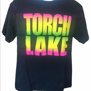 Torch Lake Michigan Large tourist t shirt rainbow